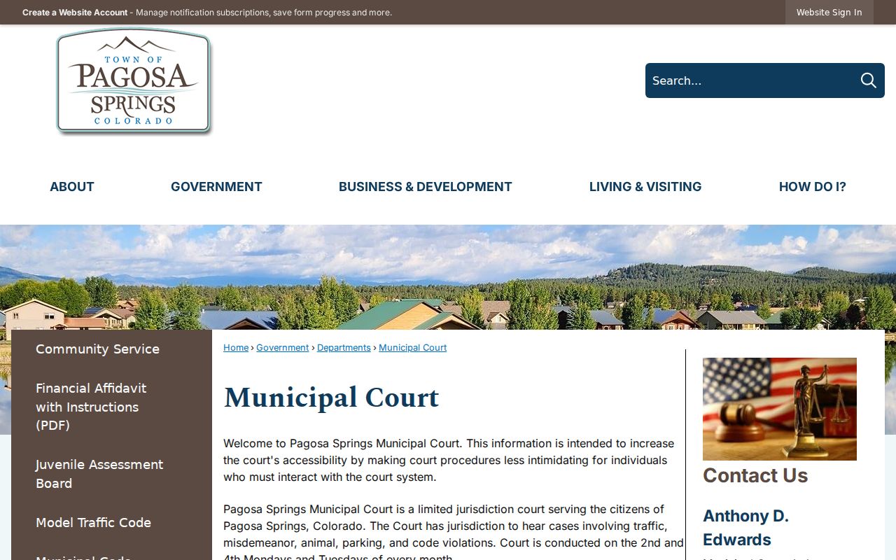 Archuleta County criminal court cases at Pagosa Springs Municipal Court
