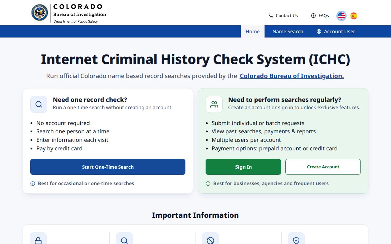Archuleta County criminal history CBI records check interface