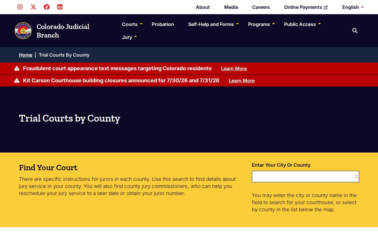 Archuleta County criminal history Sixth Judicial District page