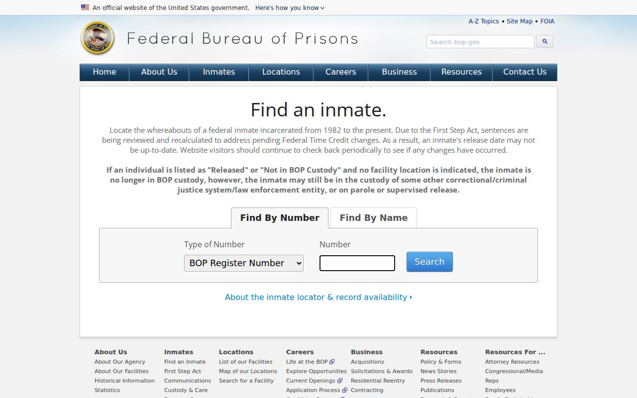 Pagosa Springs criminal history boundary at the federal inmate locator