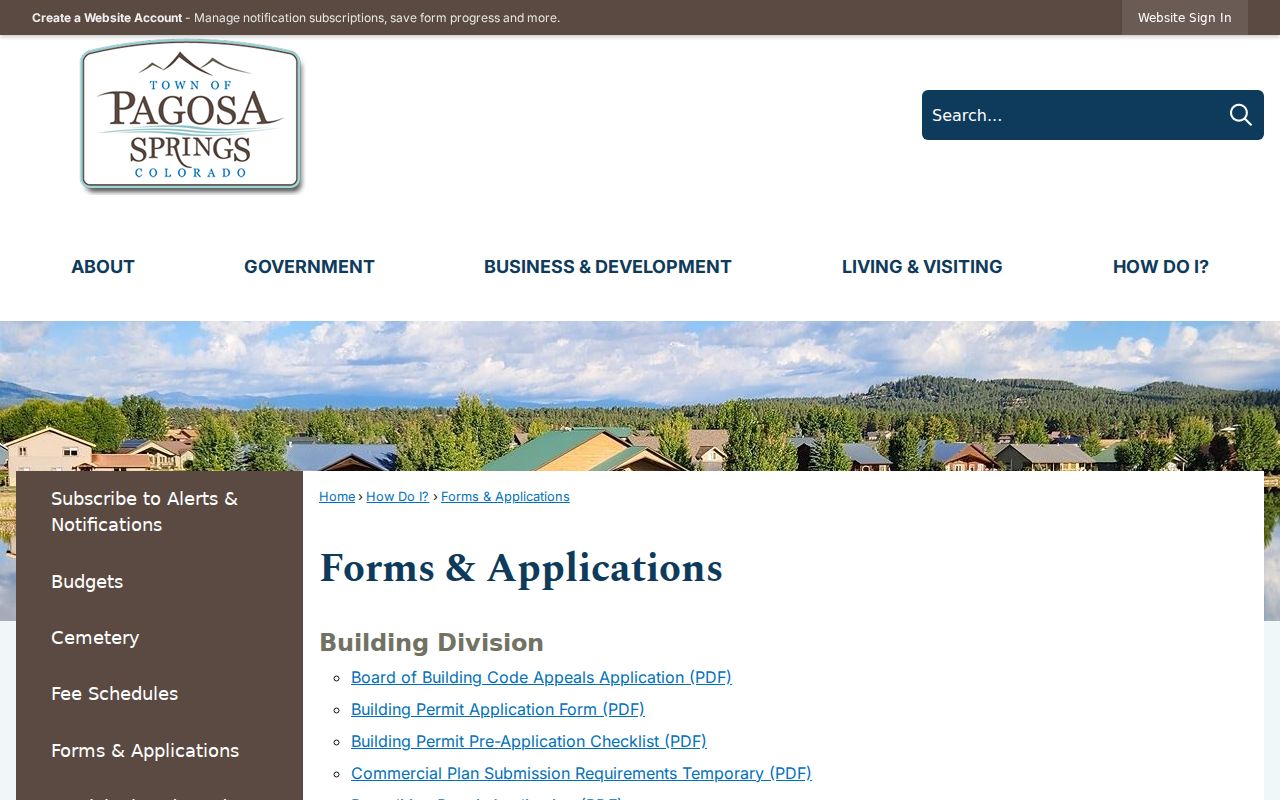 Pagosa Springs criminal history forms and transcript applications